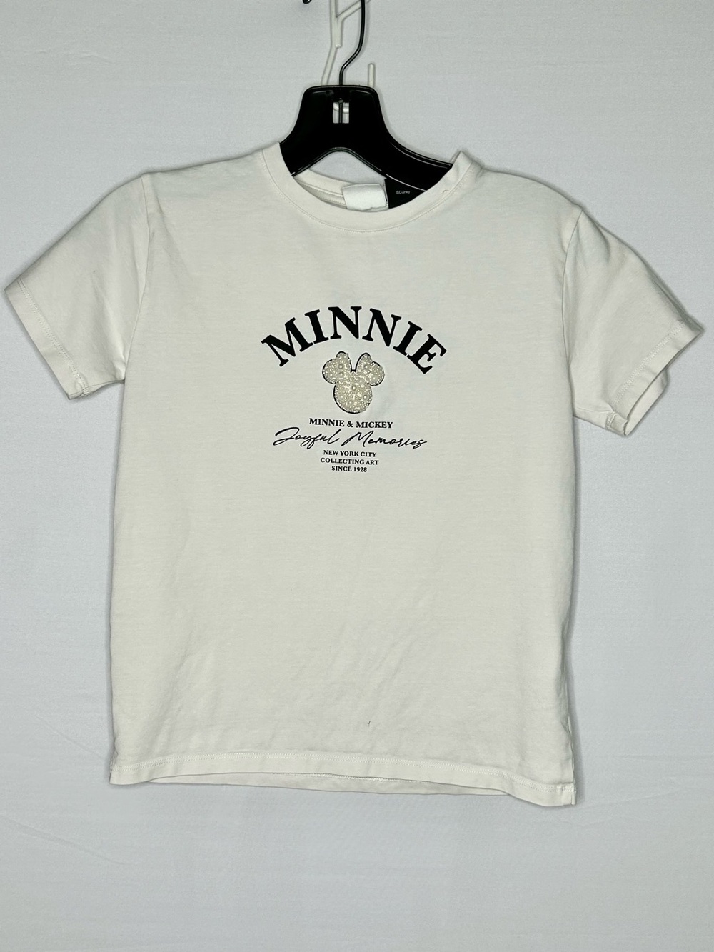 ZARA Minnie Graphic Tee - White with Black Lettering